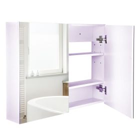 Bathroom Cabinet with Mirror Wall Mounted Modern Storage Double Door MDF White