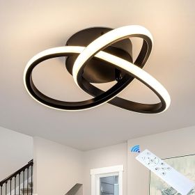 Modern Ceiling Light, 24W LED Dimmable Ceiling Light with Remote Control, 3000-6000K Color Temperature Adjustable, Balck Small Chandelier for Bed